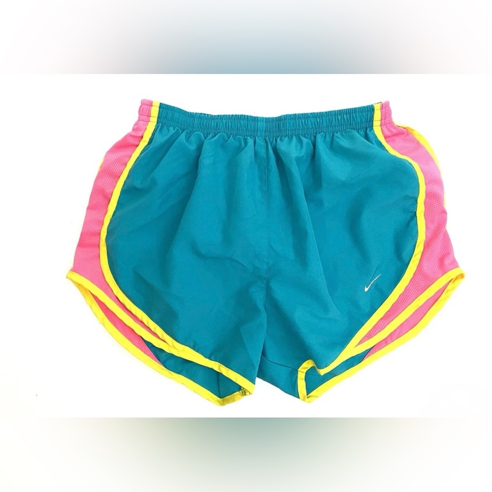 Nike Blue and Pink Athletic Shorts with Curved Hem Dri Fit - barely worn